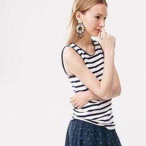 J. Crew Faux Leather Scalloped Trim Tank XXS NWOT